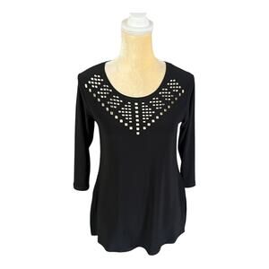 Sympli Black Cut Out Top Shirt EUC Size 4 3/4 Sleeve